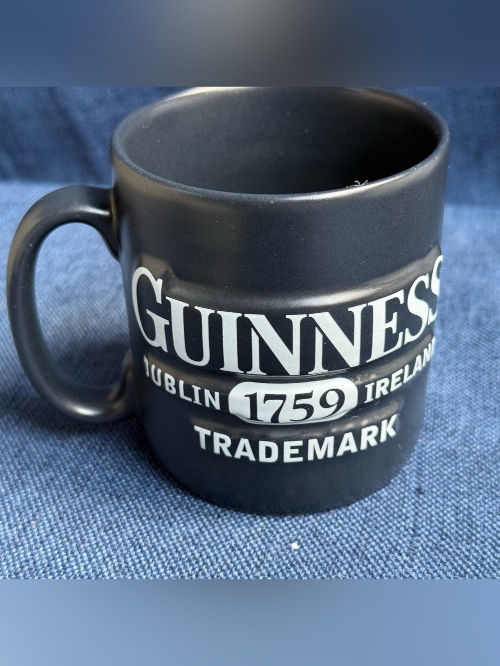 Guinness Matte Black Mug with White Logo